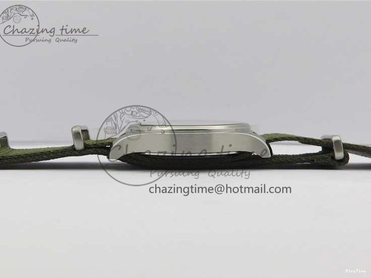 MIROTIME 0207 Fashionable Pilot IW326801 SS MK 1:1 Best Edition Black Dial on Green Nylon Strap MIYOTA 7122